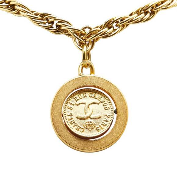 CHANEL Authentic Vintage Gold Logo Necklace - Picture 2 of 8